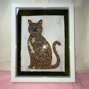 Cat made by jewerly art deco in a shadow box 12-15